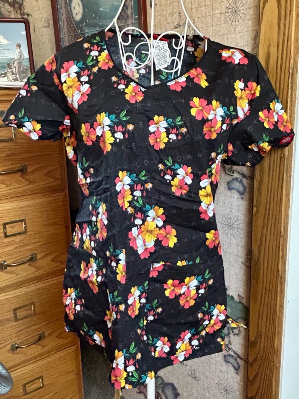 Dickies “Love” Floral Scrub Top
